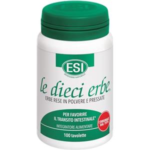 le dieci erbe ESI - Le Dieci Erbe, Integratore Alimentare Vegetale con Tarassaco, Lassativo Naturale Contro Stitichezza, Costipazione e Flatulenza, Regola il Transito Intestinale, Senza Glutine Vegan,100 Tavolette