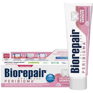 Biorepair, Dentifricio Protezione Gengive Peribioma, Combatte e Previene Problemi Gengivali, con Probiotici, Acido Ialuronico Idratante, Senza Fluoro, 75 ml
