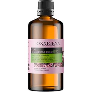 Oxxigena - Olio di Mandorle Dolci BIO e Puro al 100%, Confezione da 250 ml, Estratto a Freddo, Ideale per Massaggi Corpo, come Idratante e Struccante per la Pelle Secca e per i Capelli Crespi