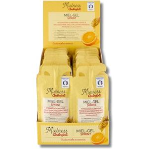 Ambrosoli Mielness Miel-Gel Sprint - Gel Energetico per Sport con Magnesio, Potassio e Miele, 12 Monodose Gusto Miele Arancia (x30)