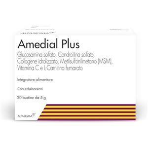 ALFASIGMA Amedial Plus, Integratore Alimentare per il Benessere delle Ossa e delle Cartilagini, 20 Bustine da 5mg da Sciogliere in Acqua