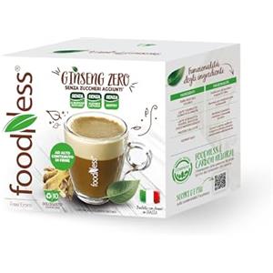 foodNess - 1 Box da 10 Capsule di Ginseng Zero, Capsule Compatibili con Sistema Dolce Gusto, Preparato in Polvere Senza Additivi, Senza Glutine, Lattosio, Grassi Idrogenati e Zuccheri Aggiunti