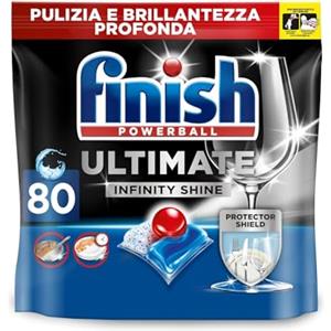 Finish Ultimate Infinity Shine Pastiglie Lavastoviglie, 80 Capsule Lavastoviglie, Detergenti per Lavastoviglie contro lo Sporco e i Residui Incrostati (Confezione da 1)