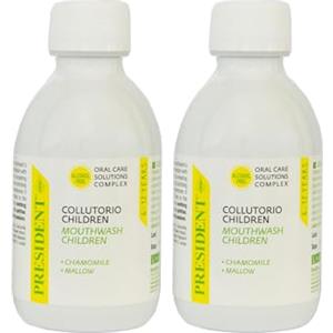 President KIT 2 COLLUTORIO CHILDREN per bambini da 6 a 12 anni. Antiplacca, anticarie, rinforza e protegge lo smalto dei denti. Senza alcool. 2X200ml