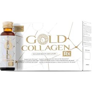 GOLD COLLAGEN RX - Integratore Liquido Collagene Marino con Acido Ialuronico, Vitamina C, E, B6, Biotina Capelli Pelle Unghie - Controllo e Perdita Peso, Antirughe e Antiossidante, 1 Pack 10x50ml