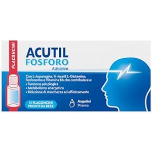 Acutil Fosforo Advance, Integratore Alimentare con Vitamina B6, L-Asparagina, Fosfoserina e L-Glutammina, Contribuisce a Rimanere Concentrati e a Ragionare con la Giusta Lucidità, 10 Flaconi da Bere