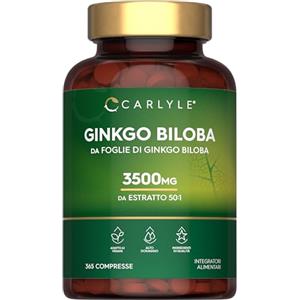 Carlyle Ginkgo Biloba 3500mg | 365 Compresse | Capsule di estratto di Ginkgo | Fornitura per 1 anno | Alto Dossagio | Carlyle