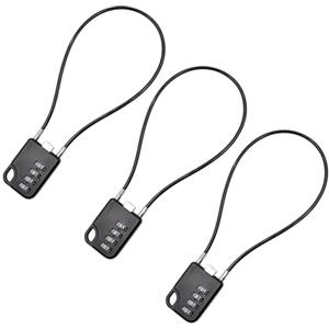 ZHIQIN 3 Pezzi Lucchetto a Combinazione 4 Cifre con Cavo Lucchetto a Cavo Acciaio Antifurto da 30 cm Ø 3 mm Sicurezza Elevata per Valigie Armadietti Zaini Caschi Casse Attrezzi Cassetti