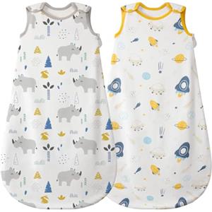 Mosebears Sacco Nanna in Morbido Cotone per Neonati 0-6 mesi 0,5 Tog con Cerniera a Doppio Cursore per Facilitare il Cambio del Pannolino Stampe Graziose