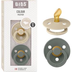 BIBS Colour Anatomical, Set di 2 ciucci, succhietto senza BPA, Tettarella anatomica. Lattice di gomma naturale, Prodotto in Danimarca/UE, Taglia 1 (0-6 mesi), Vanilla/Pine