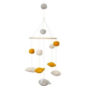 Kindsgut giostrina, neonato, cotone, cielo notturno, giostrina con pecora stelle e nuvole 100% cotone all'uncinetto, ecosostenibile e privo di sostanze nocive