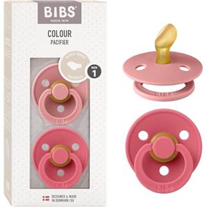BIBS Colour Anatomical, Set di 2 ciucci, succhietto senza BPA, Tettarella anatomica. Lattice di gomma naturale, Prodotto in Danimarca/UE, Taglia 1 (0-6 mesi), Dusty Pink/Coral