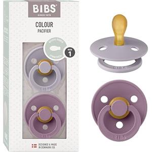 BIBS Colour Symmetrical, Set di 2 ciucci, succhietto senza BPA, Tettarella simmetrica. Lattice di gomma naturale, Prodotto in Danimarca/UE. Misura 1 (0-6 mesi), Fossil Grey/Mauve