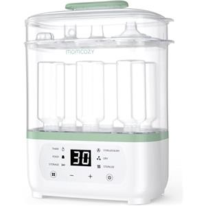 Momcozy Sterilizzatore Biberon Elettrico a Vapore 3-in-1 - Sterilizza, Asciuga e Riscalda, Elimina Molti Batteri Comuni In Vari Scenari d'Uso, Capacità 8 Biberon, Protezione Antigermi 24h