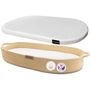 Yunioo Cesta Fasciatoio per Neonato con Materassino Impermeabile Fasciatoio Portatile Neonato Morbido Cuscino Adatto a Cassettiera e Piano Per il Cambio