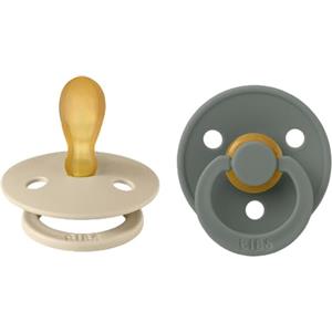 BIBS Colour Symmetrical, Set di 2 ciucci, succhietto senza BPA, Tettarella simmetrica. Lattice di gomma naturale, Prodotto in Danimarca/UE, Taglia 2 (6-18 mesi), Vanilla/Pine