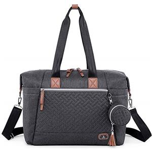 Dikaslon Borsa fasciatoio per neonati, borse fasciatoio grandi mamma e papà, elegante borsa da viaggio con porta ciuccio e fasciatoio (Grigio scuro)