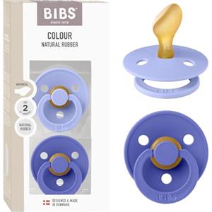 BIBS Colour Anatomical, Set di 2 ciucci, succhietto senza BPA, Tettarella anatomica. Lattice di gomma naturale, Prodotto in Danimarca, Taglia 2 (6-18 mesi), Hush/Grape