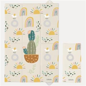 Kikido Materassino Fasciatoio Portatile Neonato 40x60 cm - Cactus - Cuscino Fasciatoio Morbido, Pieghevole e Impermeabile 60x40 - Materassino Da Viaggio per Cambio Pannolino