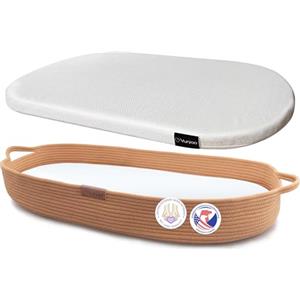 Yunioo Cesta Fasciatoio per Neonato con Materassino Impermeabile Fasciatoio Portatile Neonato Morbido Cuscino Adatto a Cassettiera e Piano Per il Cambio