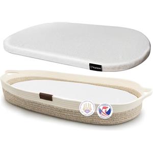 Yunioo Cesta Fasciatoio per Neonato con Materassino Impermeabile Fasciatoio Portatile Neonato Morbido Cuscino Adatto a Cassettiera e Piano Per il Cambio