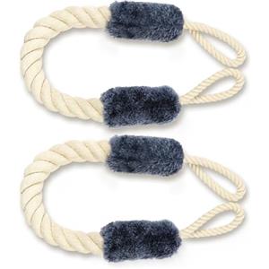 AYESY Fermaporta Corda, 2 Corda Fermaporta Di Sicurezza per Porte e Finestre Corda Anti-Pizzicamento 60 cm Cotone per Maniglia della Porta Ferma Cassetti Sicurezza Bambini e Animali Domestici Blu
