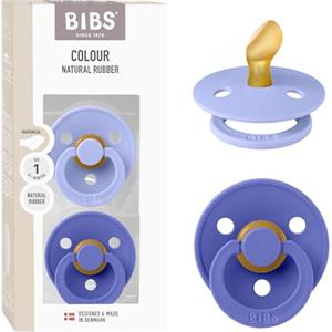 BIBS Colour Anatomical, Set di 2 ciucci, succhietto senza BPA, Tettarella anatomica. Lattice di gomma naturale, Prodotto in Danimarca, Taglia 1 (0-6 mesi), Hush/Grape