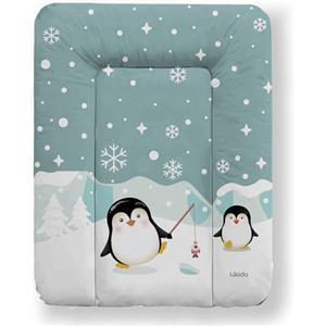 Kikido Materassino Fasciatoio 70x50 - Pinguini - Cuscino Fasciatoio Lavabile per Cambio Pannolino - Materasso Fasciatoio Neonato per Cassettiera Impermeabile 50x70 - Universale