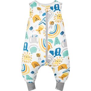 WYTbaby Sacco Nanna con Piedini 1.0 Tog, 100% Cotone Ultra-Morbido, Facile da Indossare, Ideale per il Sonno dei Neonati, Sacco Nanna Adatto per Bambini da 3-4 Anni