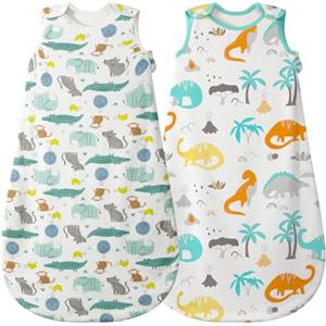 Mosebears Sacco Nanna in Morbido Cotone per Neonati 6-12 mesi 0,5 Tog con Cerniera a Doppio Cursore per Facilitare il Cambio del Pannolino Stampe Graziose