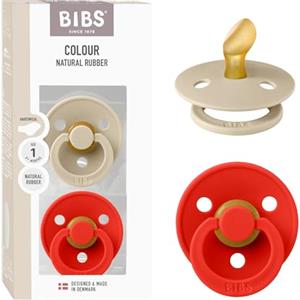 BIBS Colour Anatomical, Set di 2 ciucci, succhietto senza BPA, Tettarella anatomica. Lattice di gomma naturale, Prodotto in Danimarca, Taglia 1 (0-6 mesi), Vanilla/Candy Apple