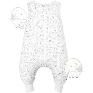 WYTbaby Sacco Nanna con Piedini 1.0 Tog, 100% Cotone Ultra-Morbido, Facile da Indossare, Ideale per il Sonno dei Neonati, Sacco Nanna Adatto per Bambini da 6-18 Mesi