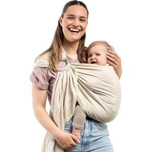 Boba Fascia ad Anelli Porta Bebè da Neonato a Bambino — Porta bebè leggero e traspirante, porta bebè salutare per le anche, fascia porta bebè per il trasporto frontale e laterale, 3,6-15,8 kg (Pampas)