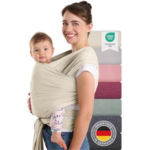 Laleni Fascia Neonato fino a 15kg in Morbido Cotone - Fascia Porta Bebe dalla nascita - Fascia Neonato Porta Bebe Certificata OEKO-TEX - Fascia Bebe Lunga 5,10m - Fascia Elastica Neonato Beige