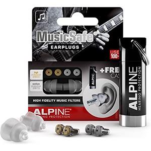 Alpine MusicSafe - Tappi per le orecchie ad alta fedeltà per musicisti - Due set di filtri intercambiabili (19 e 22 dB) - Ideali per concerti e sala prove - Riutilizzabili - Trasparenti