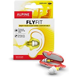 Alpine Tappi Alpine FlyFit - Regola la pressione per prevenire dolore al timpano - Filtri morbidi studiati per viaggiare - Materiale ipoallergenico confortevole - Tappi riutilizzabili
