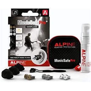 Alpine MusicSafe Pro - Tappi per le orecchie ad alta fedeltà per musicisti - Tre set di filtri intercambiabili (16, 19 e 22 dB) - Ideali per concerti e sala prove - Riutilizzabili - Nero