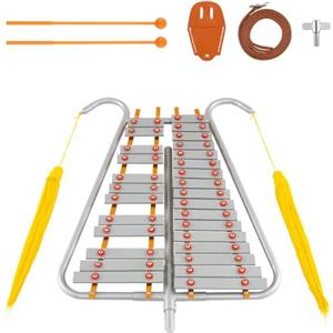 RELAX4LIFE Xilofono Glockenspiel da 29 Note, con Tasti in Alluminio, Tracolla in Pelle Regolabile e 2 Bacchette per Parate, Strumento a Percussione Leggero e Portatile per Principianti