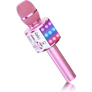 BONAOK Magic Sing, microfono per karaoke, wireless, Bluetooth, per feste in casa, 4 in 1, compatibile con iPhone/Android (rosa chiaro)