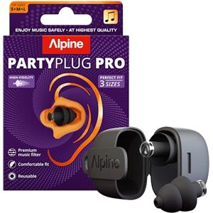 Alpine PartyPlug Pro Tappi Orecchie Concerti, Hi-Fi Protezione Uditiva Professionale 21dB - Qualità Premium per Festival, Musica & Discoteca, Audio Alta Fedeltà, 3 Misure (S/M/L), Nero