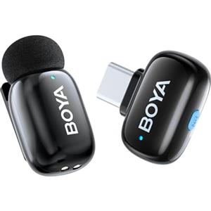 BOYA Boyamini Wireless Lavalier Microphone for Andriod USB C, Ultra mini microphone with AI voice switching, noise reduction and charging case, Metal clip on TikTok Content Creators