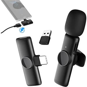Moman Microfono Lavalier Wireless, Gimpro MS1(C) 2.4GHz【Tipo C&USB】Microphone Lavalier Senza fili con Android PC Vlog Intervista dal vivo Tiktok Youtube Instagram, Microfono-Lavalier-Wireless-Smartphone-USB