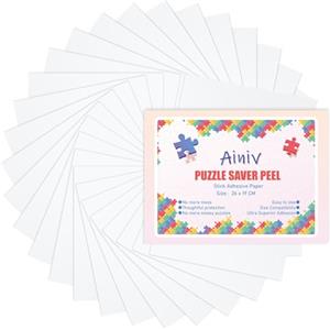 Ainiv 32 Fogli Colla per Puzzle Bifacciale Colla, Puzzle Carta Adesiva, Fogli Adesivi Puzzle Pellicola Autoadesiva, Conservano Puzzle da 4 × 1000pz, per Fissare e Proteggere i Puzzle ( 26*19cm)