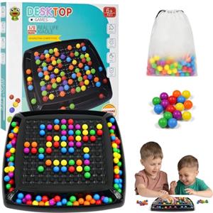 OSDUE Scacchiera Intellettuale per Bambini, 120Palline Eliminazione con Palla Arcobaleno Gioco D-ual Multigiocatore Strategia Educativo Giocattolo Portatile Allenamento di Memoria Dama Gioco da Tavolo