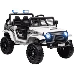 AIYAPLAY Macchina per Bambini Fuoristrada 12V con Doppio Motore, Auto Elettrica per Bambini 3-6 Anni con Telecomando, Luci e Musica, Bianco