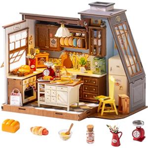 Rolife Casa delle Bambole Cucina da Forno Kit Fai-da-te Casa Miniatura Kit Modello Casa delle Bambole Miniatura Angolo Libreria Decorazione per la Casa Regalo di Compleanno