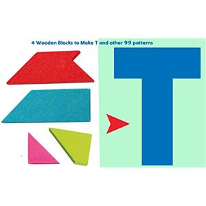 Toys of Wood Oxford TOWO Tangram T Puzzle di Legno per Bambini - Blocchi Grandi e Scatola Colorata - puzzle rompicapo in legno- Ideale da portare in Viaggio - Gioco di Abilità in Legno per Bambini e Adulti