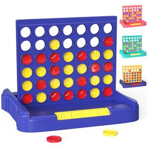 Pup Go 4 in Linea, Gioco di Società Classico Familiare per Bambini e Adulti da 3+, Gioco di Strategia Educativo da Tavolo, Portatile da Viaggio per 2 Giocatori, Pieghevole con 6 Pedine (Blu)