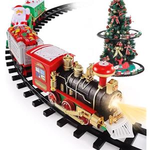 Avilia Trenino Elettrico Decorativo per Albero di Natale con Luci e Suoni - Binari 89cm Adattabile ad Alberi Fino a 2,30Mt - Ottimo per Addobbare Casa Durante le Feste Natalizie o Come Idea Regalo