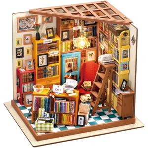 Rolife Casa di bambole in legno Casa In Miniatura Kit da casa con LED-Creativo Compleanno Regali di Natale Per Adulti-Sam's Study